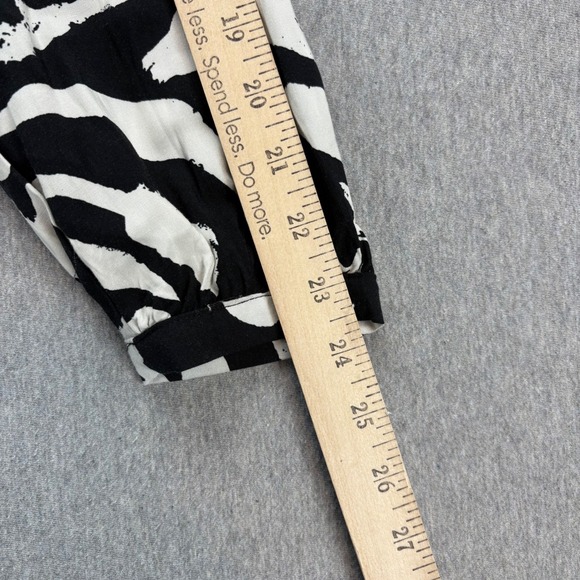 Nine West Dress Womens S Black White Long Sleeve Abstract Print Tie Waist V Neck - Picture 8 of 12